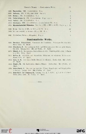 Numismatische Werke (Nr. 2048-2055)
