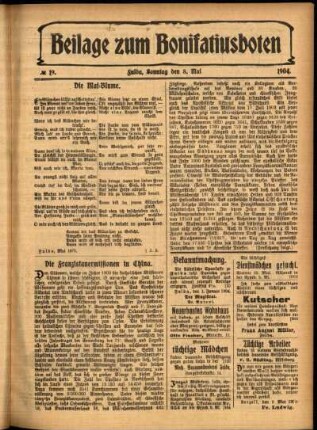 Zweite Ausgabe vom Sonntag, den 08. Mai 1904.