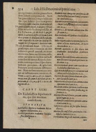 Caput XXXI. De Ecclesiastica sepultura ...