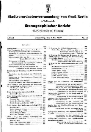 Nr. 45, 4. Mai 1950, Ordentliche Sitzung