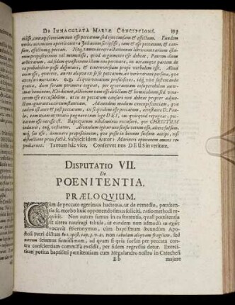 Disputatio VII. De Poenitentia