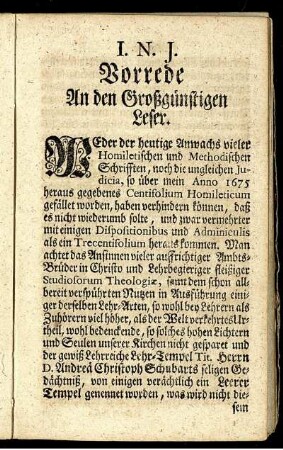 Vorrede An den Großgünstigen Leser.