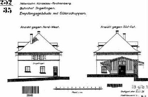 Ingelfingen: Empfangsgebäude mit Güterschuppen Ansichten
