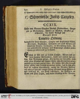 f) Schwerinsche Justitz-Canzeley