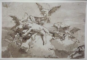 Schlafender Cupido auf Wolken