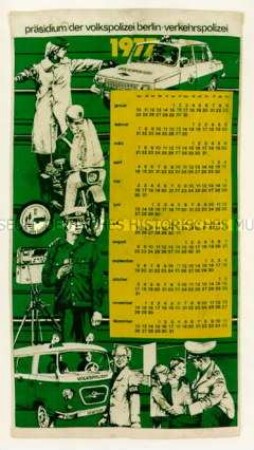 Textiler Wandkalender mit Polizeimotiven