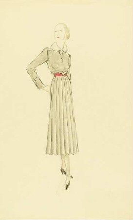 Frau in grauem Kleid