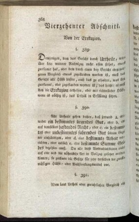 Vierzehenter Abschnitt. Von der Exekuzion.