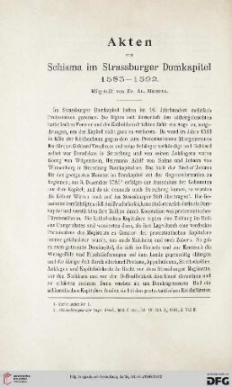 2.Ser. 19.1899: Akten zum Schisma im Strassburger Domkapitel 1583-1592