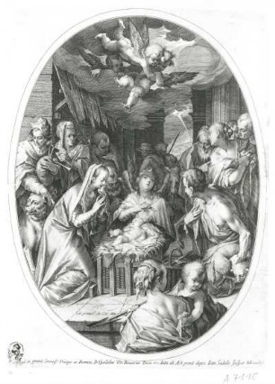 Anbetung der Hirten : Sadeler, Egidius (2), nach Aachen, Hans von: Anbetung der Hirten. Kupferstich; 24,8 x 18,1 cm. Dresden: Kupferstich-Kabinett A 7110 in A 391,2
