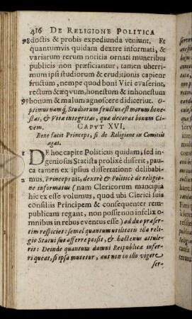 Caput XVI. Bene facit Princips, si de Religione in Comitiis agat.