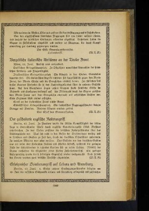 Vergebliche italienische Anstürme an der Tiroler Front.