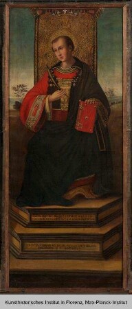 Heiliger Laurentius, Segnender Gottvater in Glorie, heiliger Sebastian und heiliger Zenobius : Heiliger Laurentius