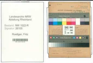 Entnazifizierung Fritz Roettger , geb. 09.08.1914 (Kaufmaennischer Angestellter)
