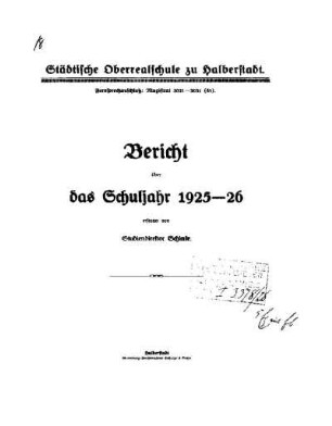 1925/26: Bericht ... - 1925/26