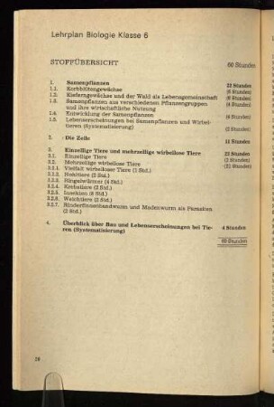 Lehrplan Biologie Klasse 6