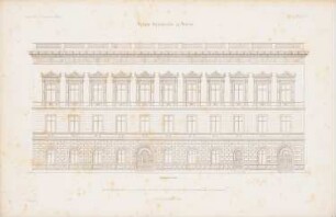 Palast Revoltella, Triest: Seitenansicht (aus: Atlas zur Zeitschrift für Bauwesen, hrsg. v. G. Erbkam, Jg. 13, 1863)