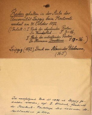 Rede des antretenden Rectors Dr. Hermann Brockhaus
