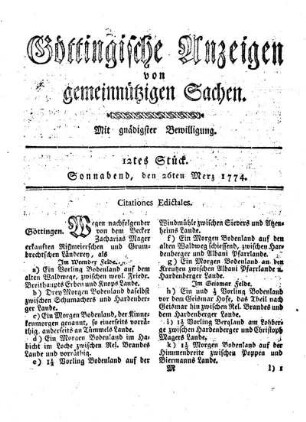 12tes Stück. Sonnabend, den 26ten Merz 1774.