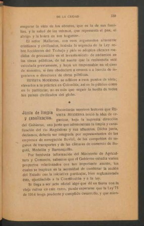 Junta de limpia y canalización.