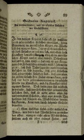 Sechstes Kapittel. Die vorbereitenden, und die nächsten Ursachen der Wechselfieber.