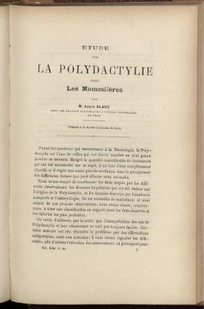 Étude Sur La Polydactylie Chez Les Mammifères