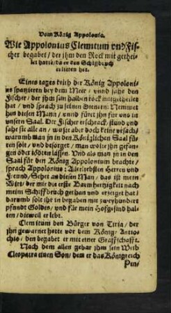 Wie Appolonius Clemitum und Fischer begabet ...