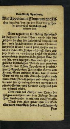 Wie Appolonius Clemitum und Fischer begabet ...