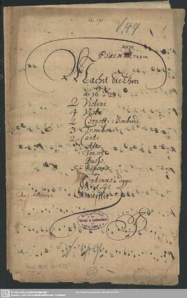 Machet die Tore weit - Mus.1825-E-512 : V (5), Coro, orch, bc