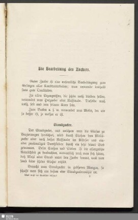 Die Bearbeitung des Zuckers
