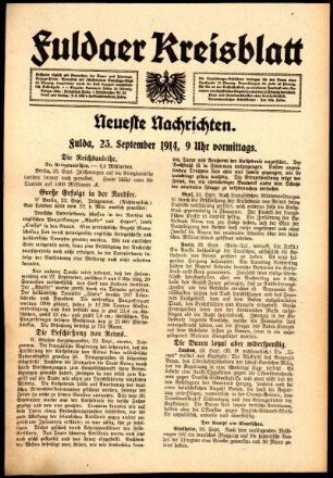 Ausgabe vom Mittwoch, den 23. September 1914.
