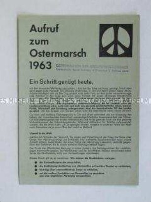 Flugschrift mit dem Aufruf und Informationen zu den Ostermärschen 1963