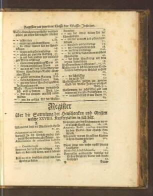 Register über die Sammlung der Heuschrecken und Grillen ...