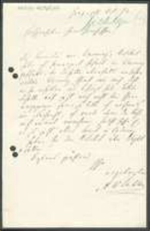Brief von August Wilhelm Eichler an Unbekannt