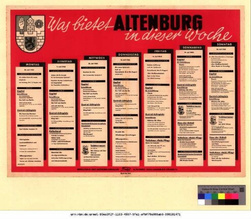 Originaltitel: Was bietet Altenburg in dieser Woche 10. Juli bis 16. Juli 1950