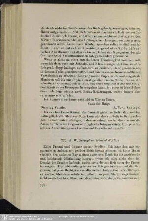 August Wilhelm von Schlegel an Eduard d' Alton, Bonn, 05.04.1822