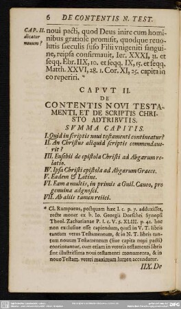 Caput II. De Contentis Novi Testamenti, Et De Scriptis Christo Adtributis