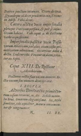 Caput XIII. De Rectione Adverbiorum.