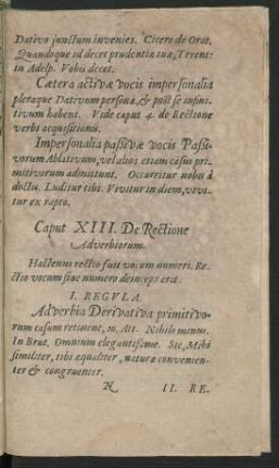 Caput XIII. De Rectione Adverbiorum.