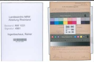 Entnazifizierung Reiner Ingenbauhaus , geb. 14.03.1898 (Inspektor)