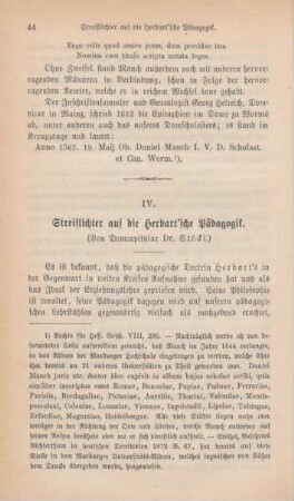 44-52 Streiflichter auf die Herbart'sche Pädagogik : I.