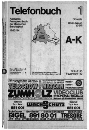1983/1984: Telefonbuch : das Telefonbuch der Deutschen Telekom AG