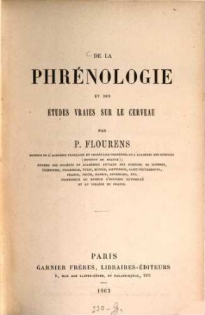 De la phrénologie et des études vraies sur le cerveau