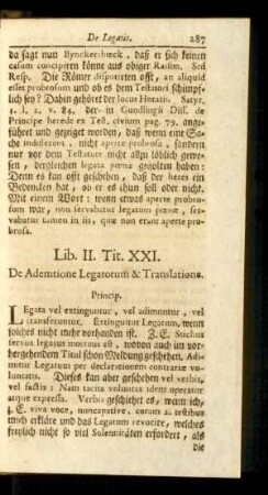 Tit. XXI. De Ademtione Legatorum & Translatione.