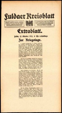 Zweite Ausgabe vom Dienstag, den 13. Oktober 1914.