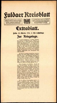Zweite Ausgabe vom Dienstag, den 13. Oktober 1914.