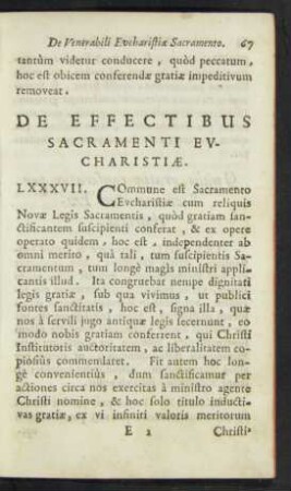 De Effectibus Sacramenti Eucharistiae.