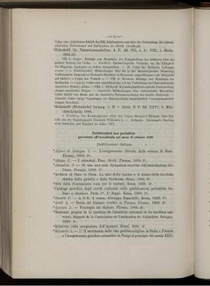 Pubblicazioni non periodiche pervenute all' Accademia nel mese di ottobre 1889.