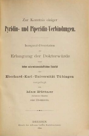 Zur Kenntnis einiger Pyridin- und Piperidin-Verbindungen