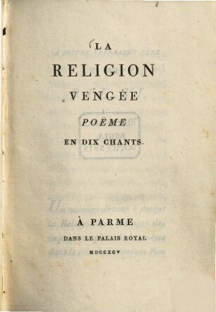 La religion vengée : poëme en 10 chants